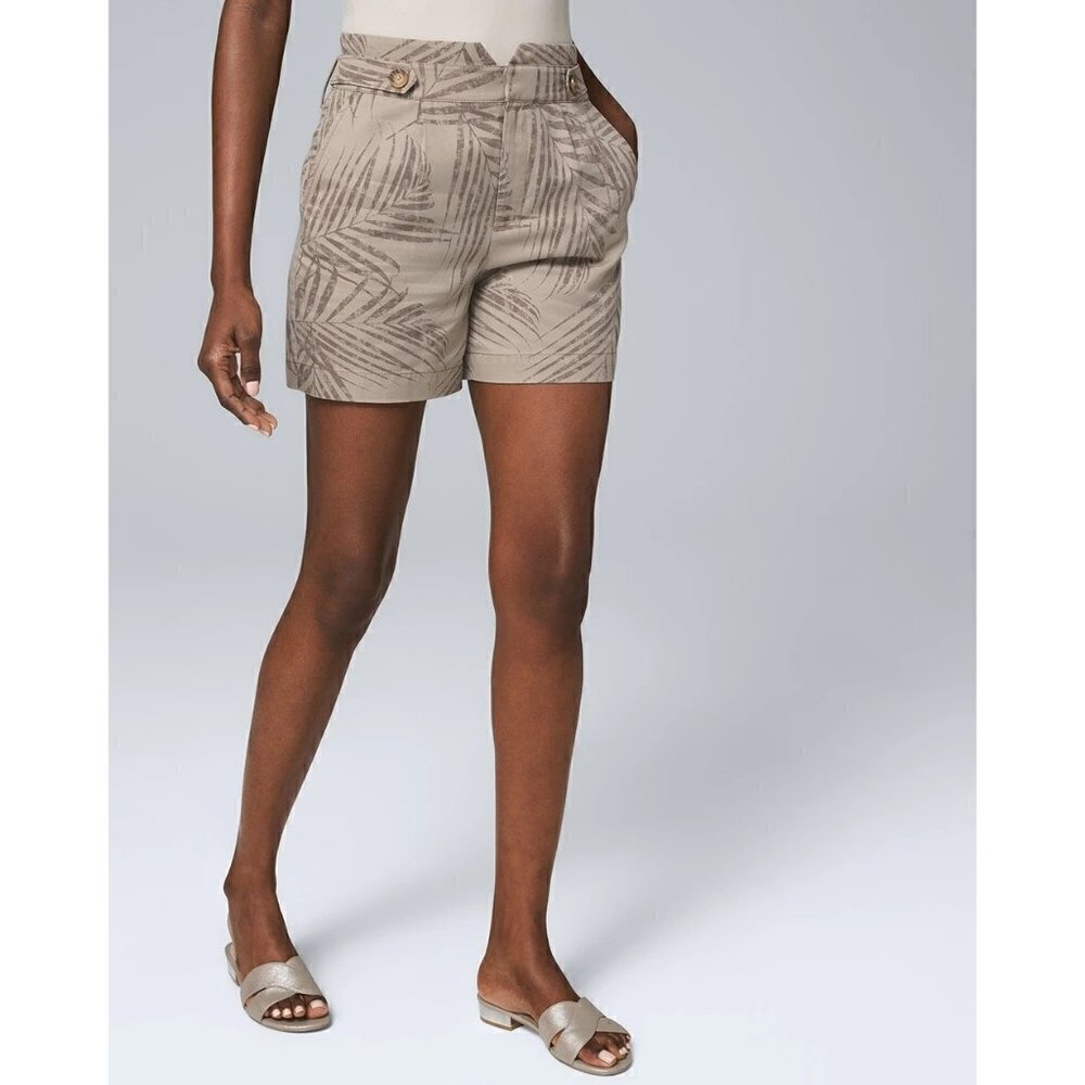 White House Black Market WHBM Brown‎ Palm Print 5 Inch Short 6